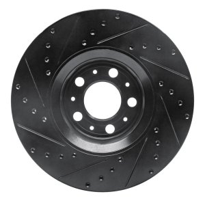 Volvo XC90 Brake Rotor (1) - Front Right - R1 Concepts - Drilled & Slotted - Black - `03-`09